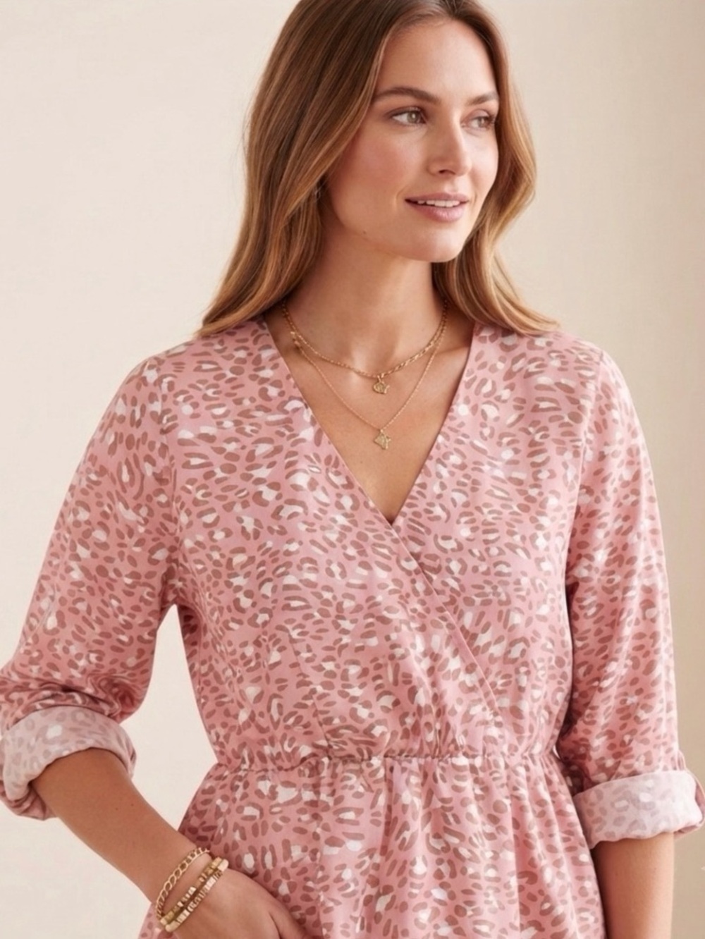 NWT Eloquii Leopard Print Wrap Top Size 14